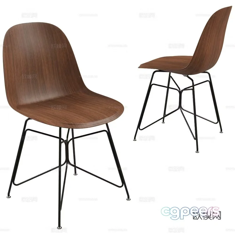 MDF Italia modern minimalist chair iron dining chair shell chair 3d model