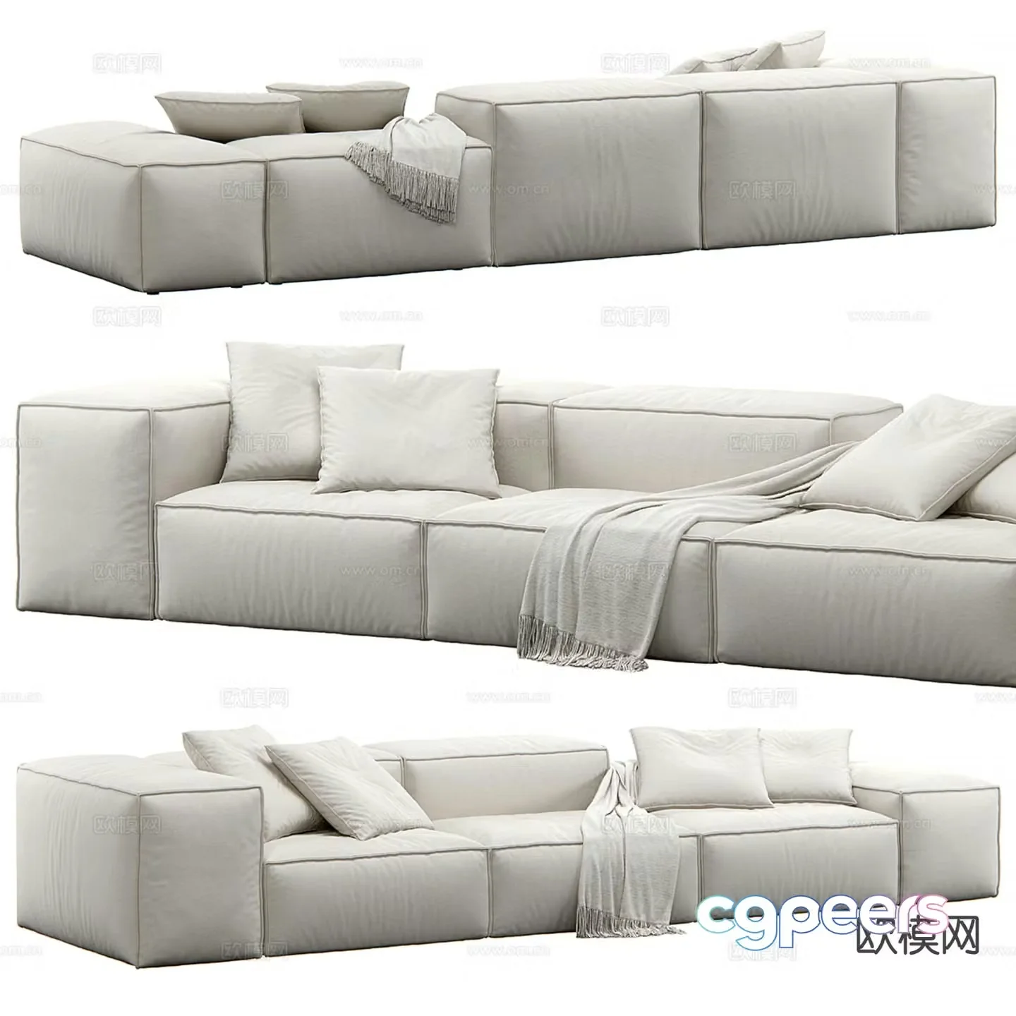 Living Divani modern fabric sofa three-seat sofa 3d model