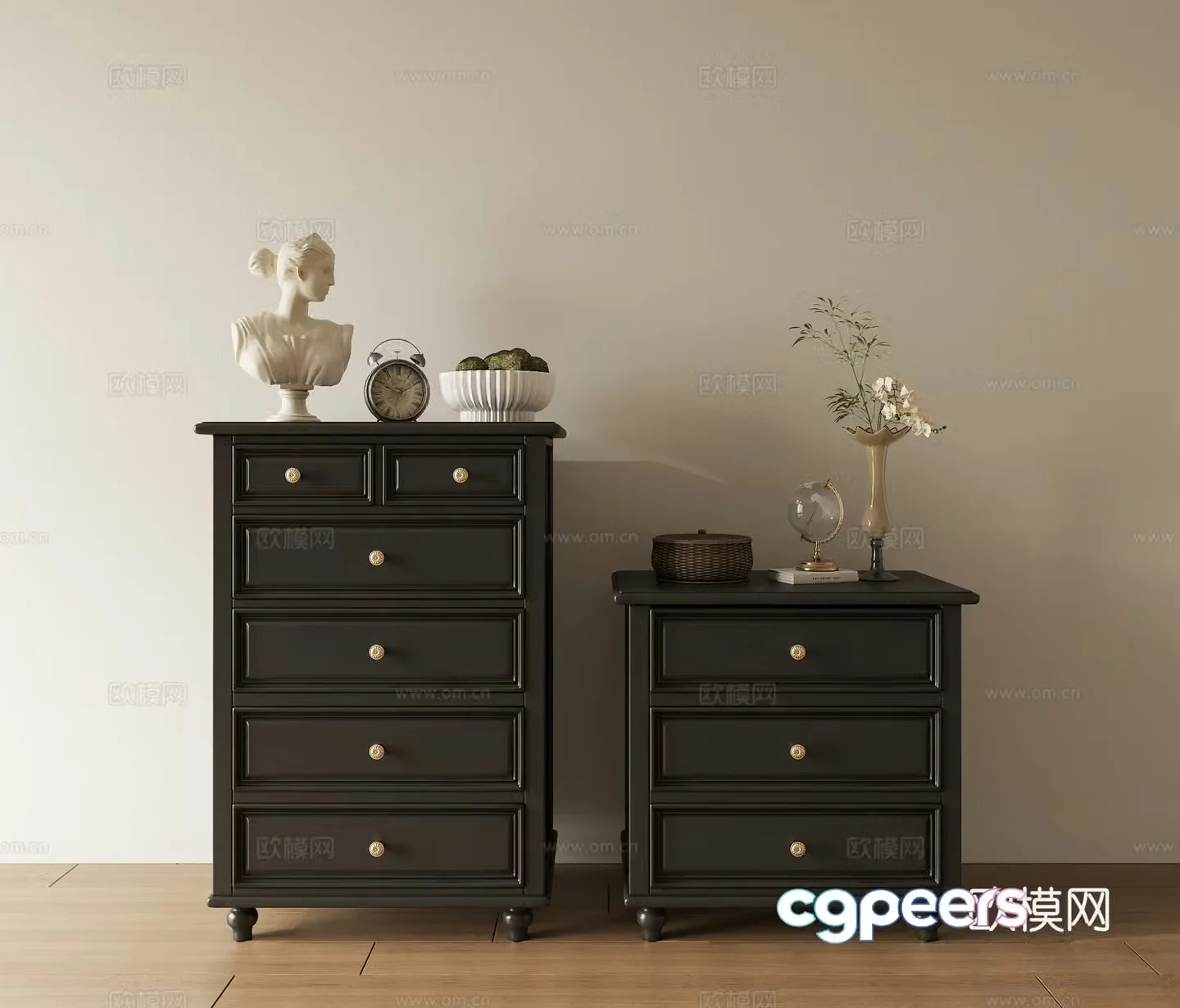 Low cabinet chest of cabinet decorative cabinet storage cabinet 3d model