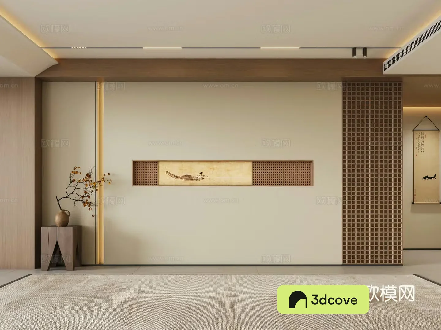 Zen new Chinese style living room sofa background wall