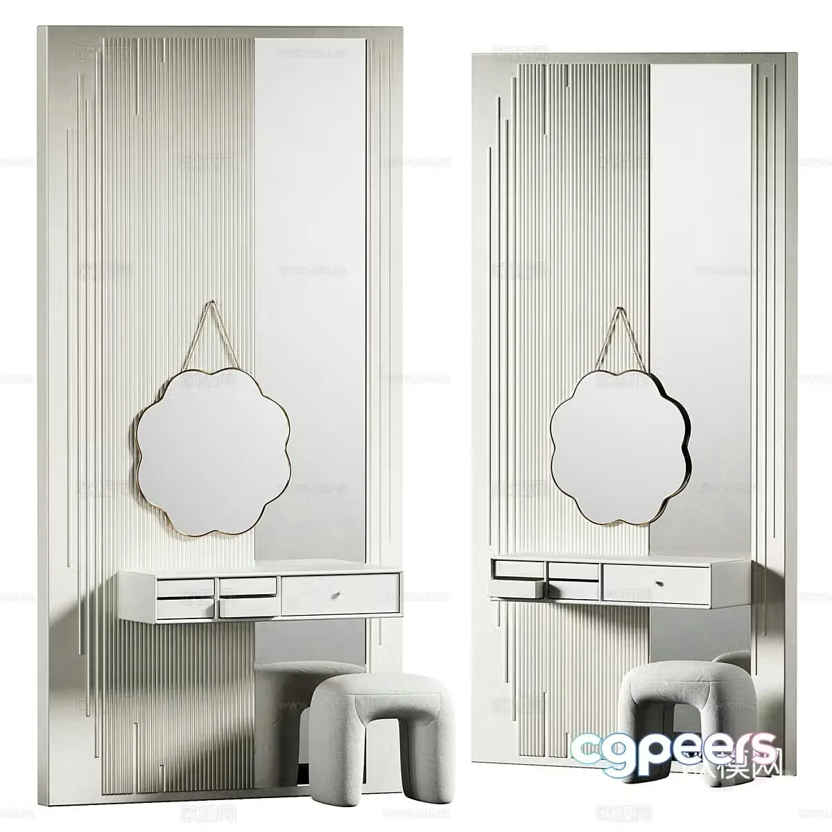 New Chinese style light luxury dressing table 3D model
