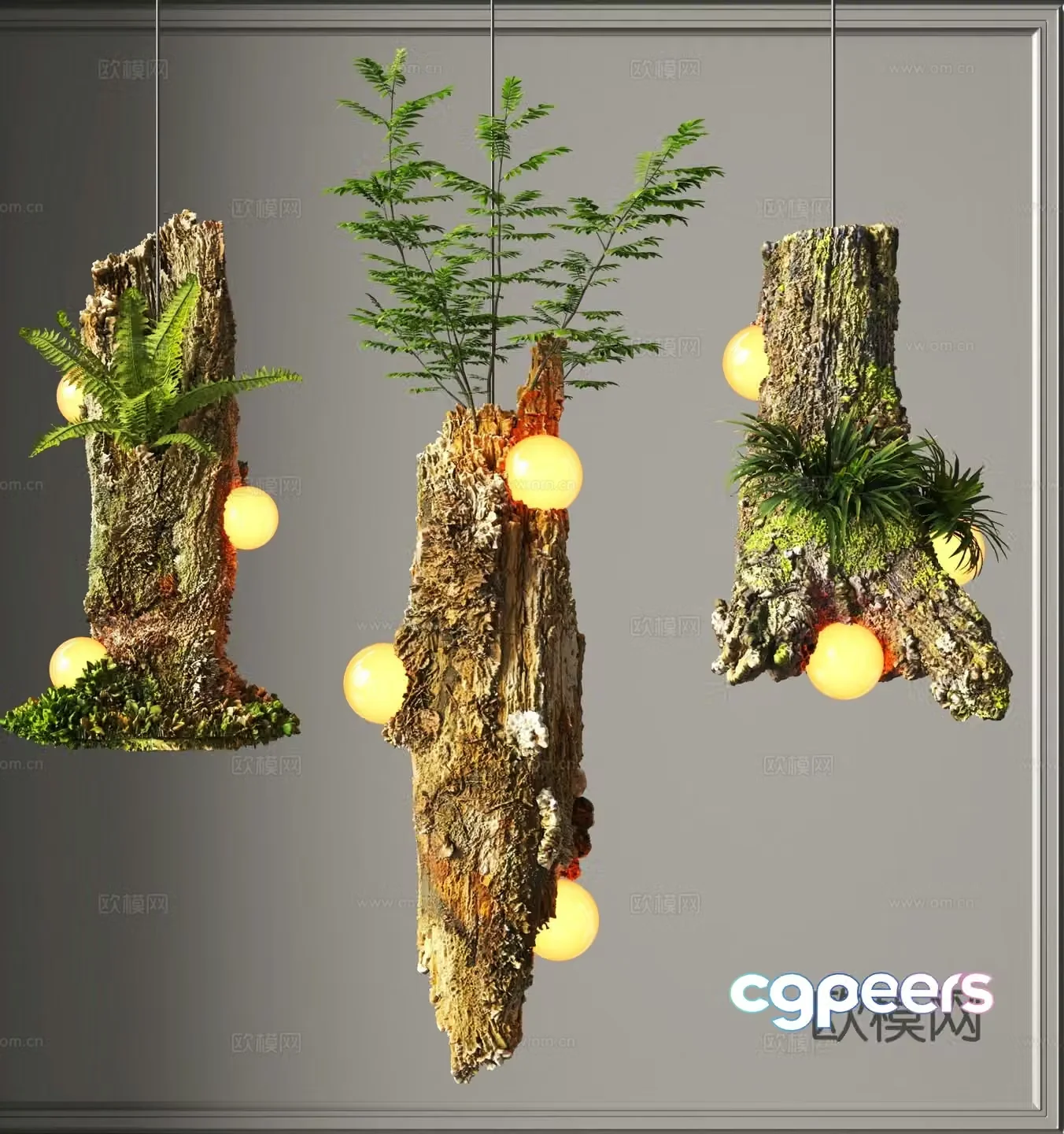 Wabi-sabi chandelier dead wood chandelier 3d model