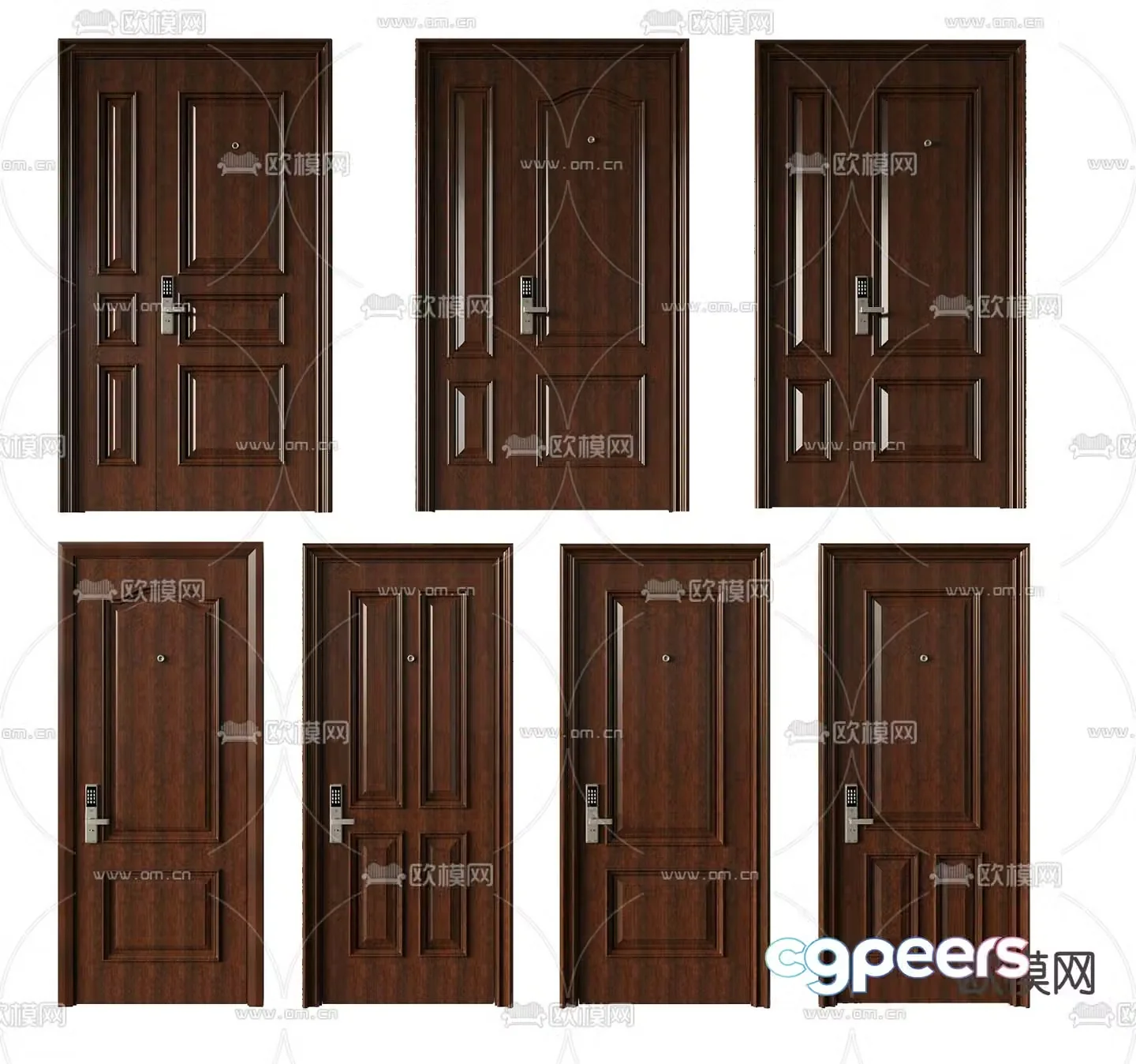 Entry door security door double and double door 3D model