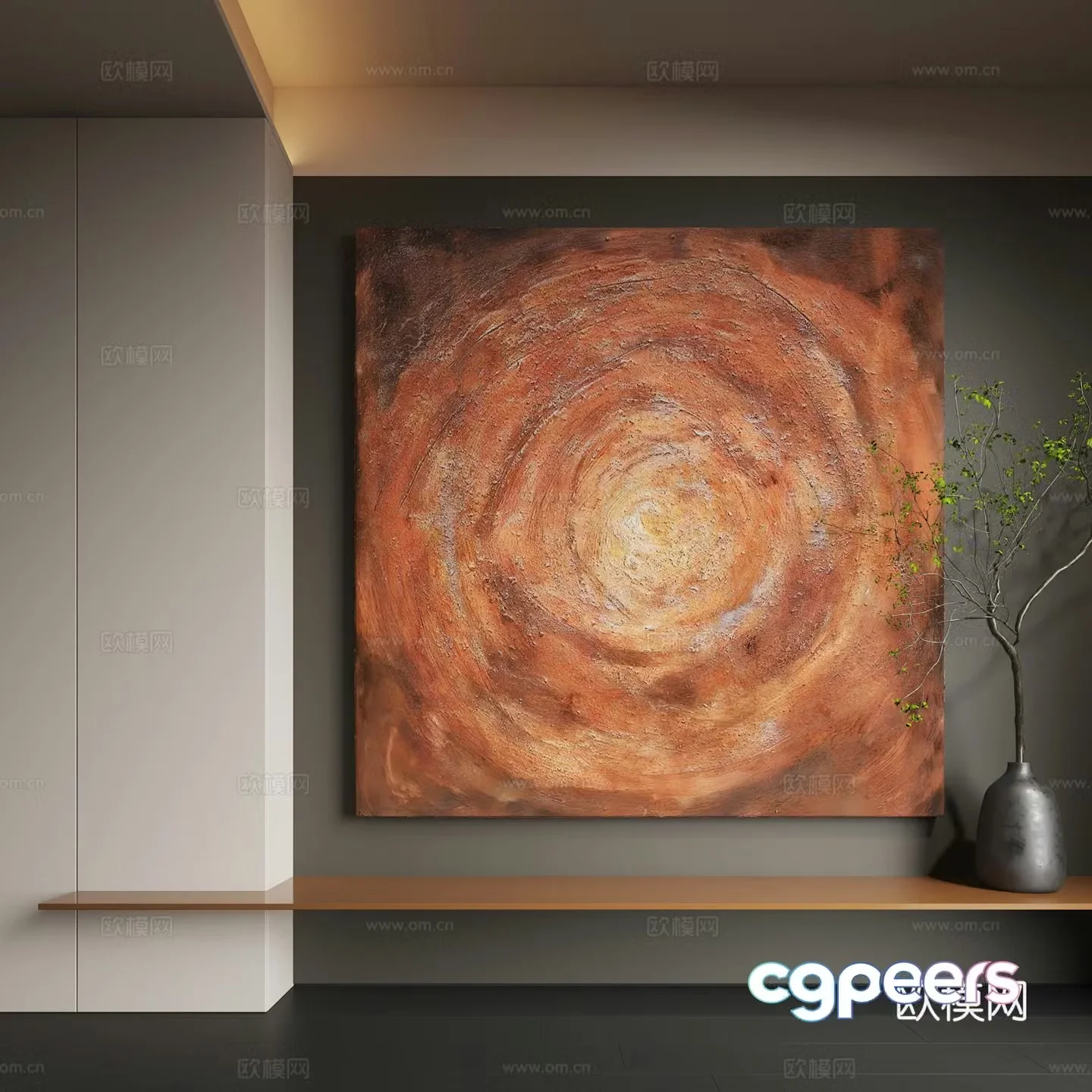 Modern abstract hanging paintings Modern Wasabi decorative paintings Modern light luxury hanging paintings 3D model