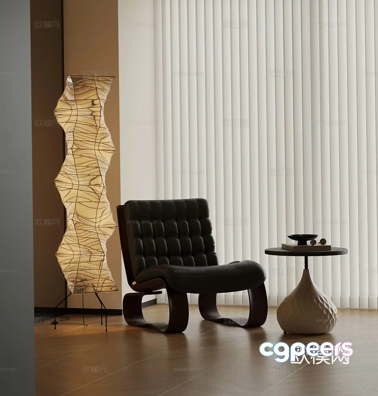 Leisure chair modern leisure chair floor lamp 3d model