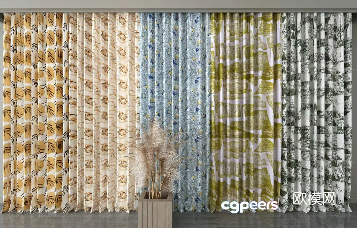 Printed curtains 3d model