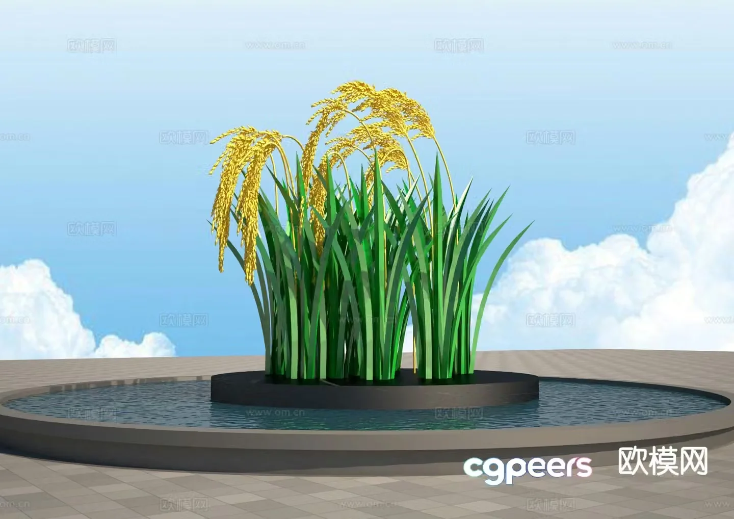 Simple rice ear sculpture 3D model