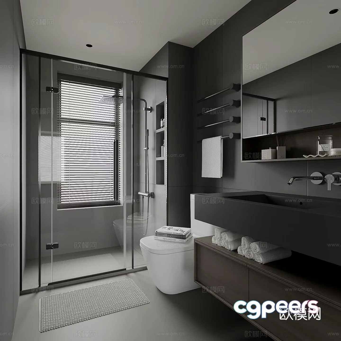 Premium gray bathroom bathroom 3d model