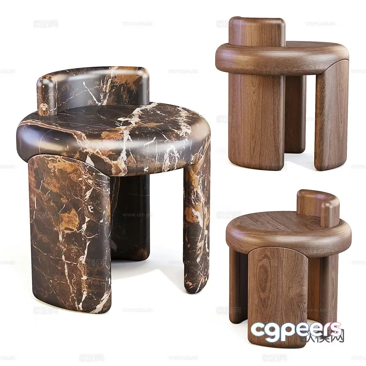 New Chinese style Wasabi Kafa stool 3D model