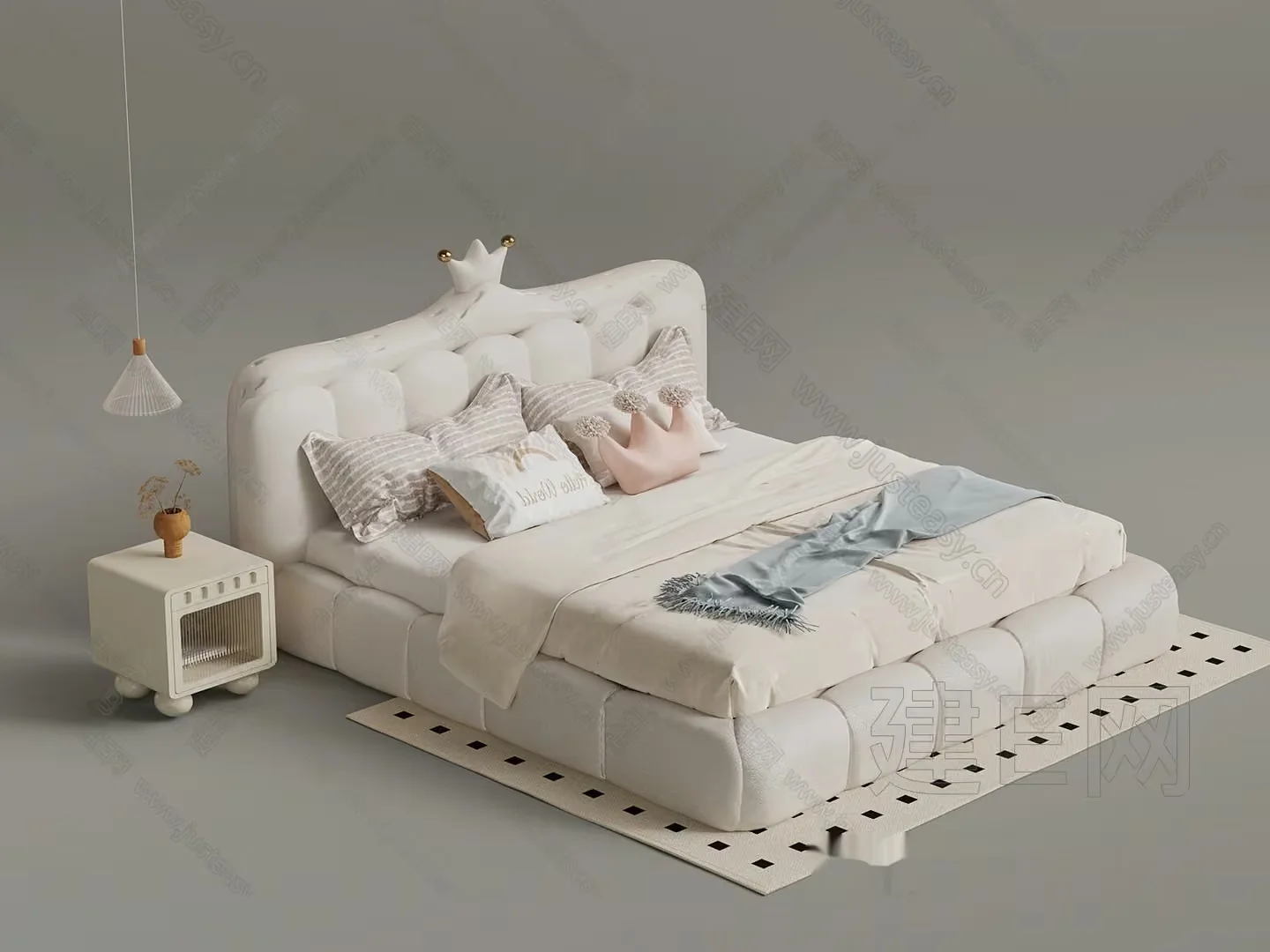 Cozy White Bedroom 3D Model – 10101 – VRAY Render