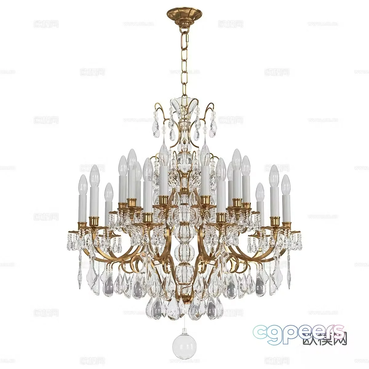 European crystal chandelier 3d model