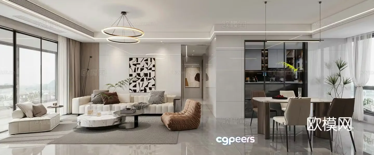 Modern living room TV background wine cabinet shoe cabinet Buddha niche cabinet 3d model