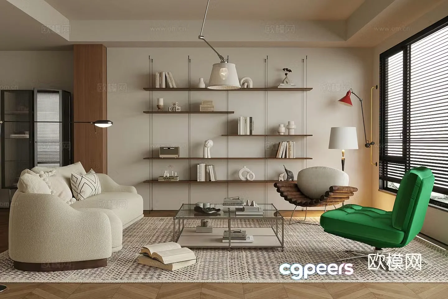 Waviva Home Living Room Small Living Room Storage Shelf Sofa Coffee Table Combination Ornament Combination 3D Model