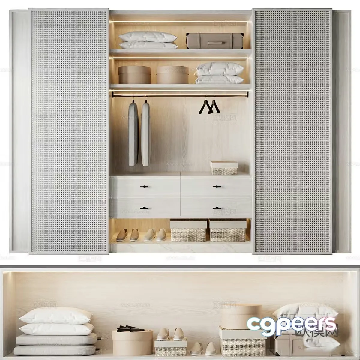 New Chinese style waives wardrobe 3D model