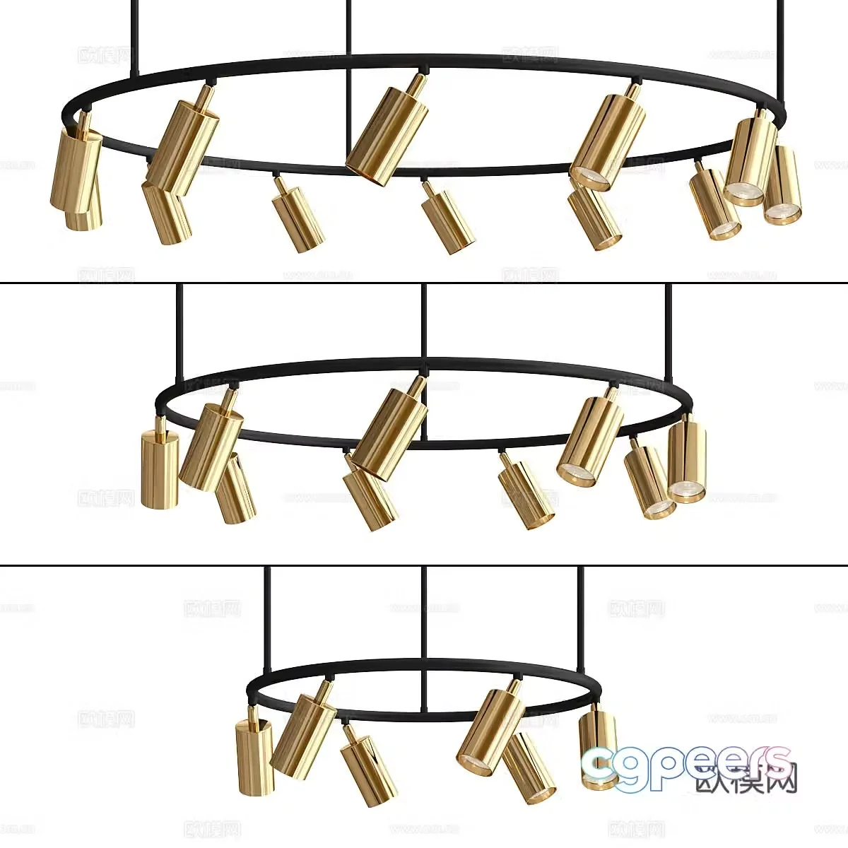Modern light luxury ring decorative chandelier 3d model