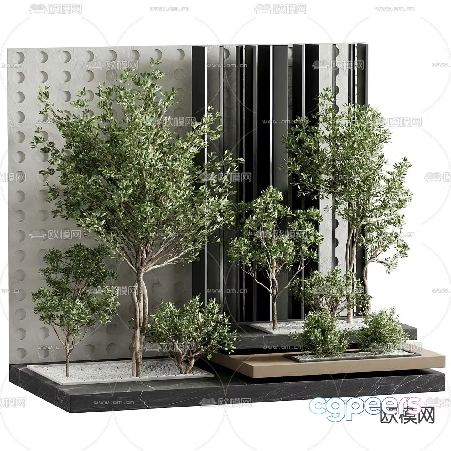 Landscape sketch plant landscaping green plant pool 3D model
