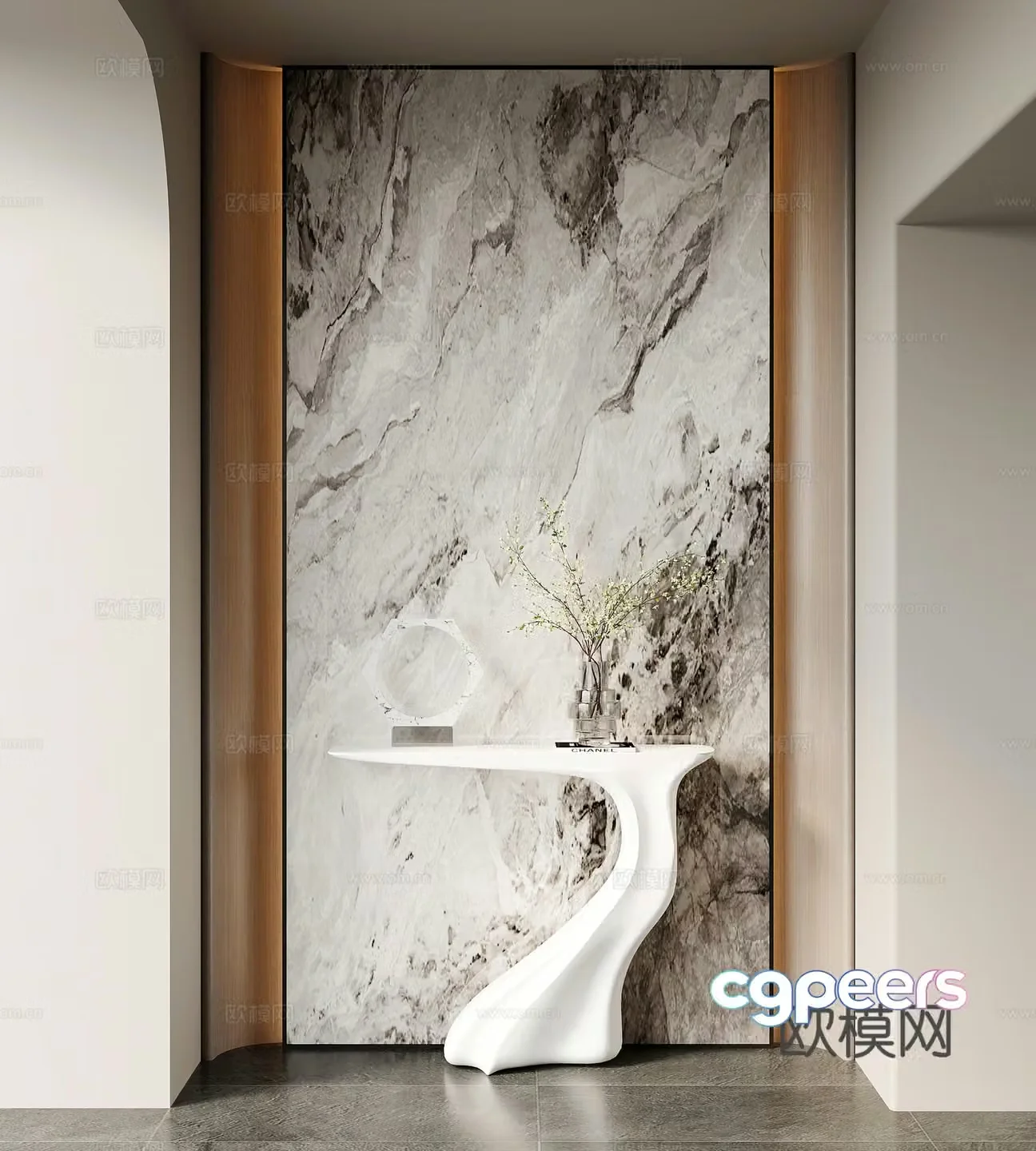 Modern simple entrance background end viewing platform 3D model
