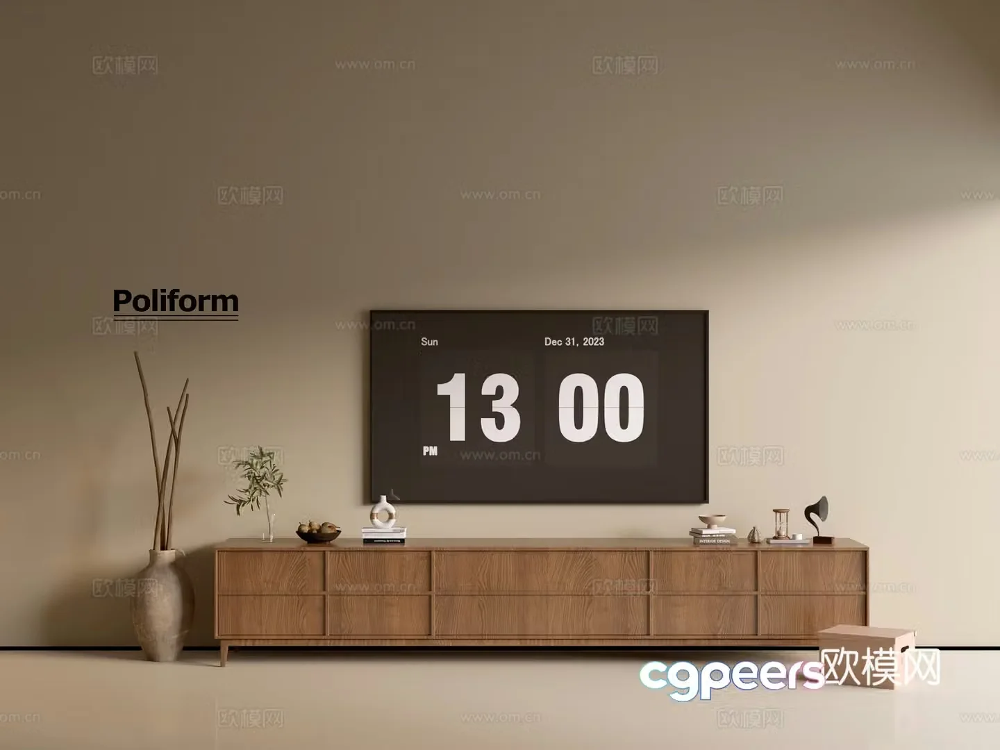 Modern wood grain TV cabinet simple side cabinet chest of drawers low cabinet whole cabinet side cabinet balcony 3D model