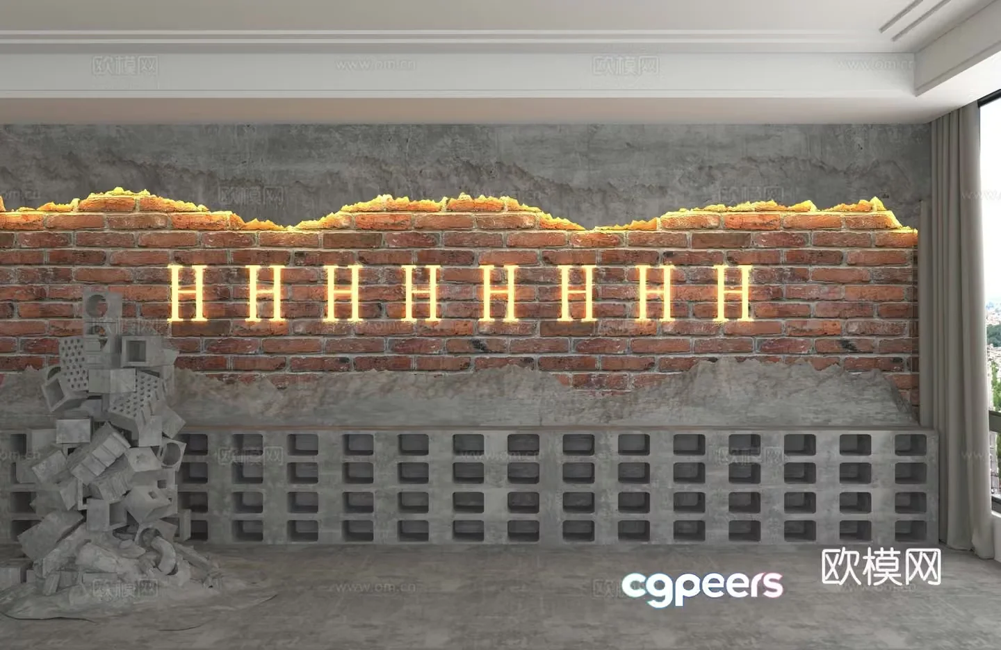 Modern background wall 3d model