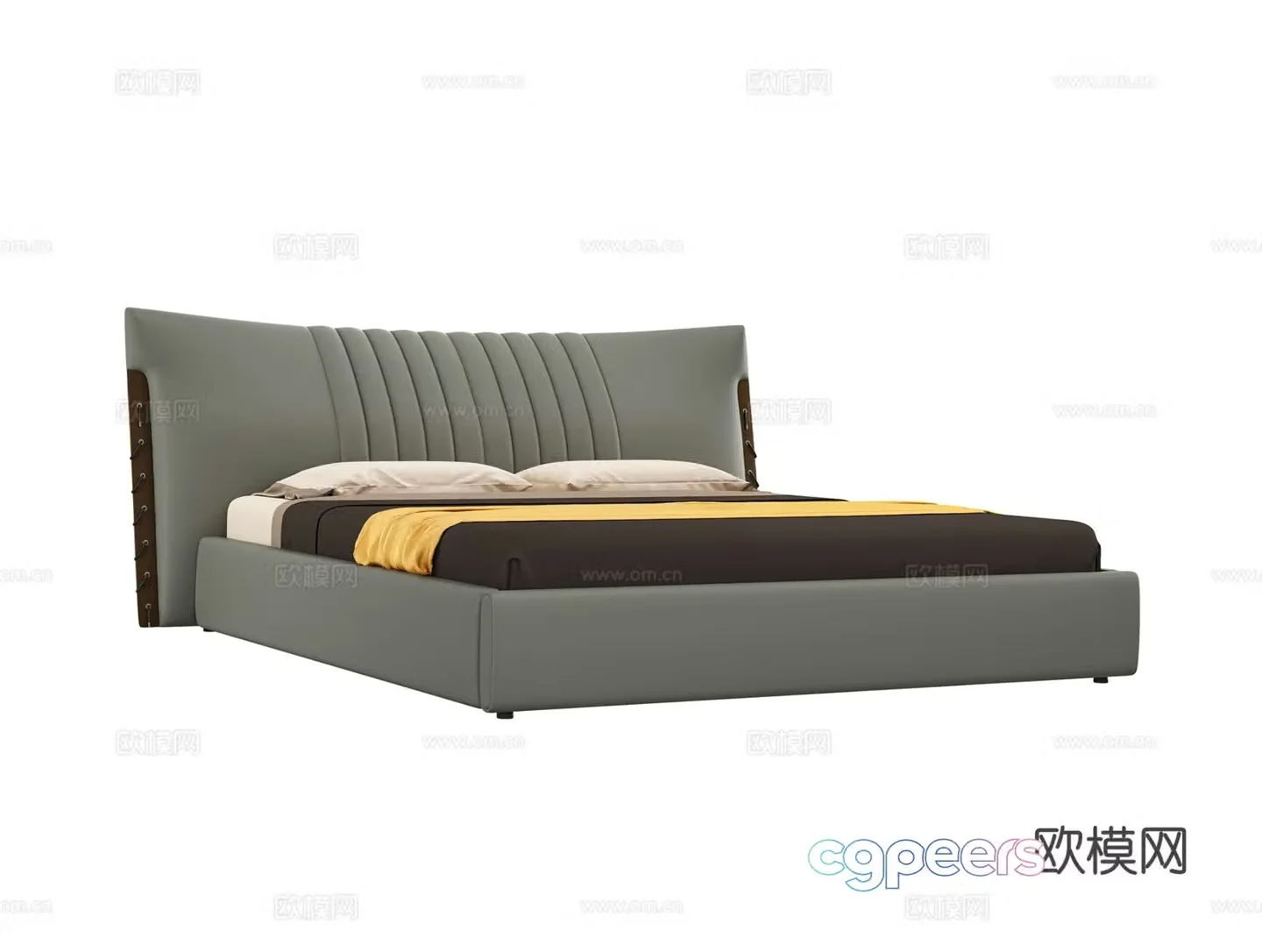 Italian light luxury double bed 3D model