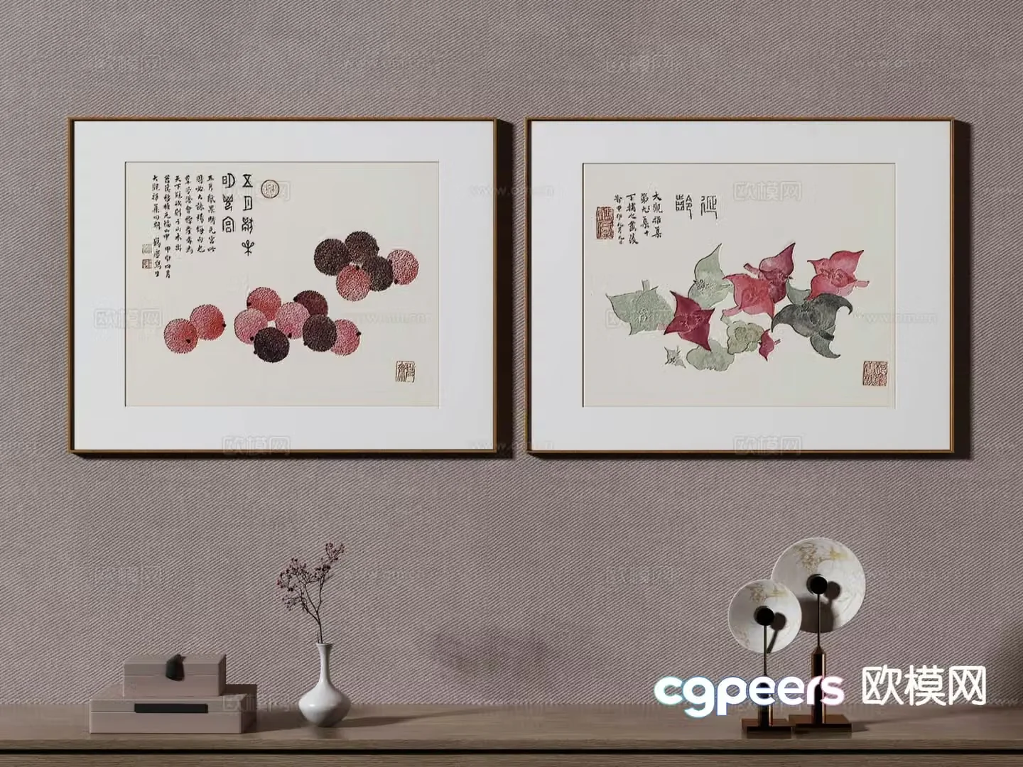 New Chinese style art painting decorative painting 3d model