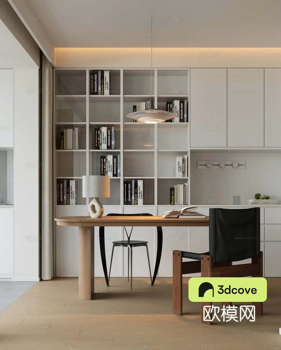Modern study office bookcase retro study aisle socket G635