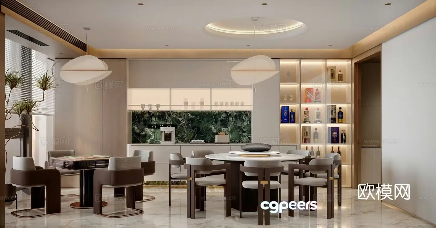 Modern log style restaurant 3d model