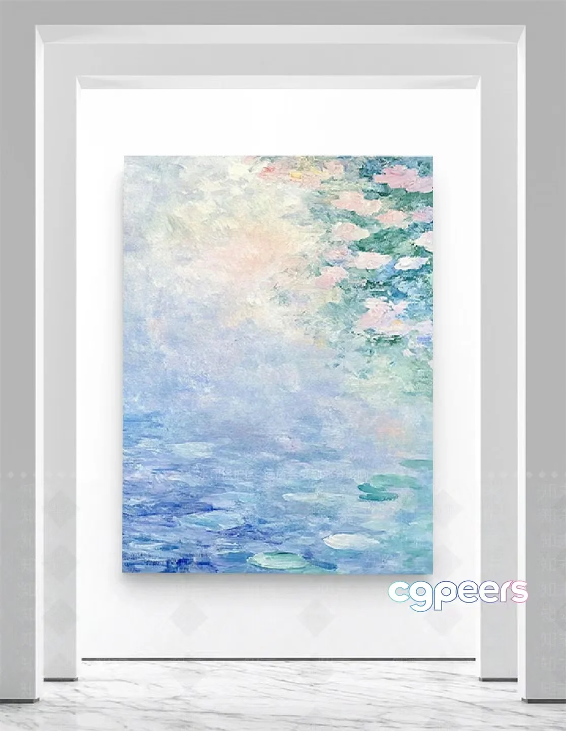 A Painting Of Water And Lily Pads 3D Model – 10155 – VRAY Render