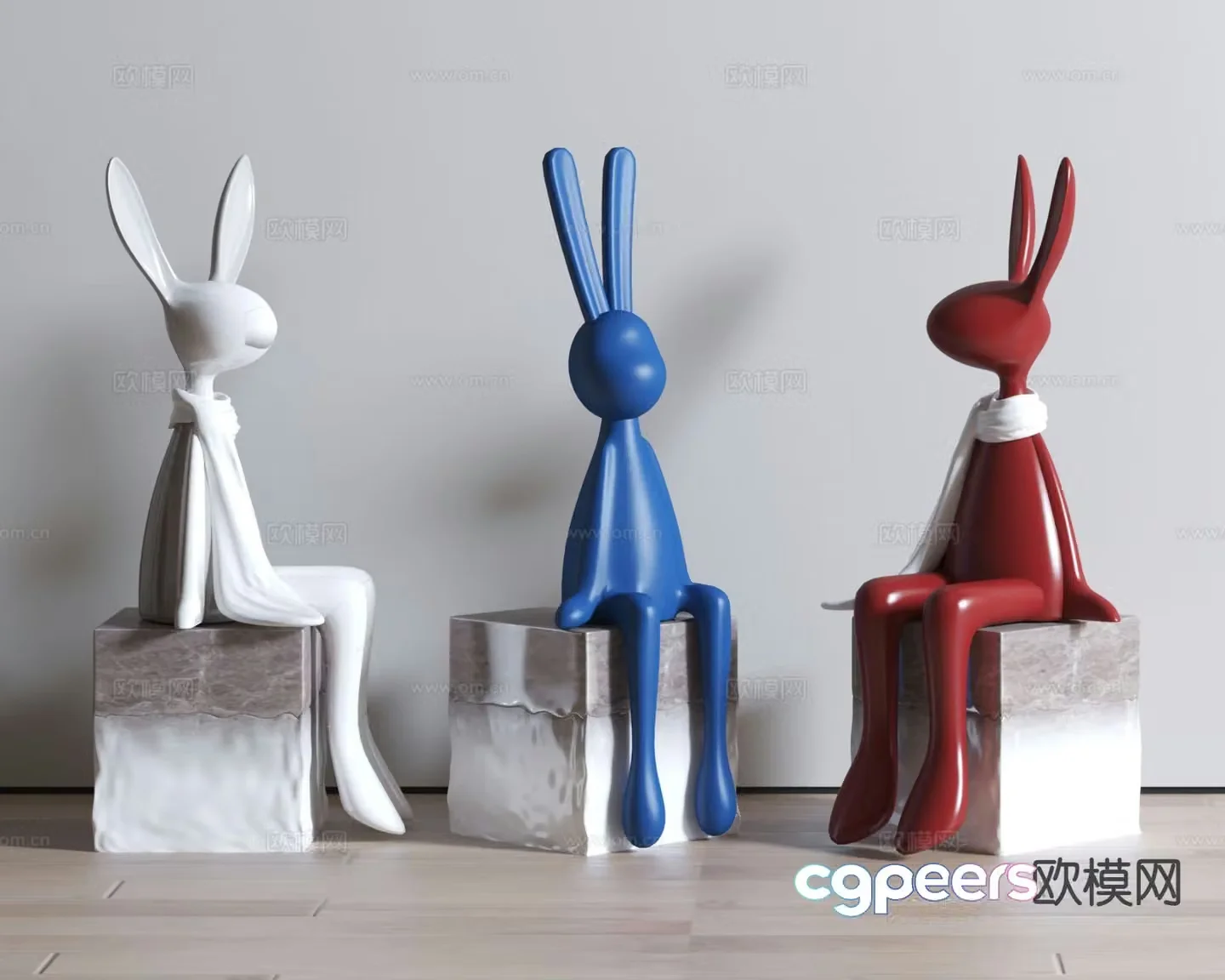 Rabbit sculpture cartoon ornament 3d model