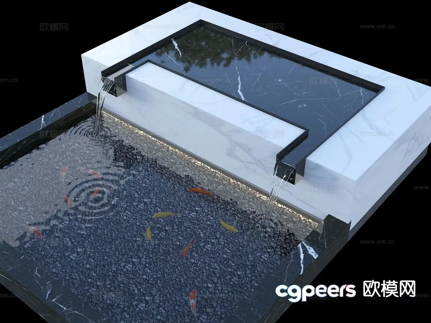 Modern landscape water feature 3d model