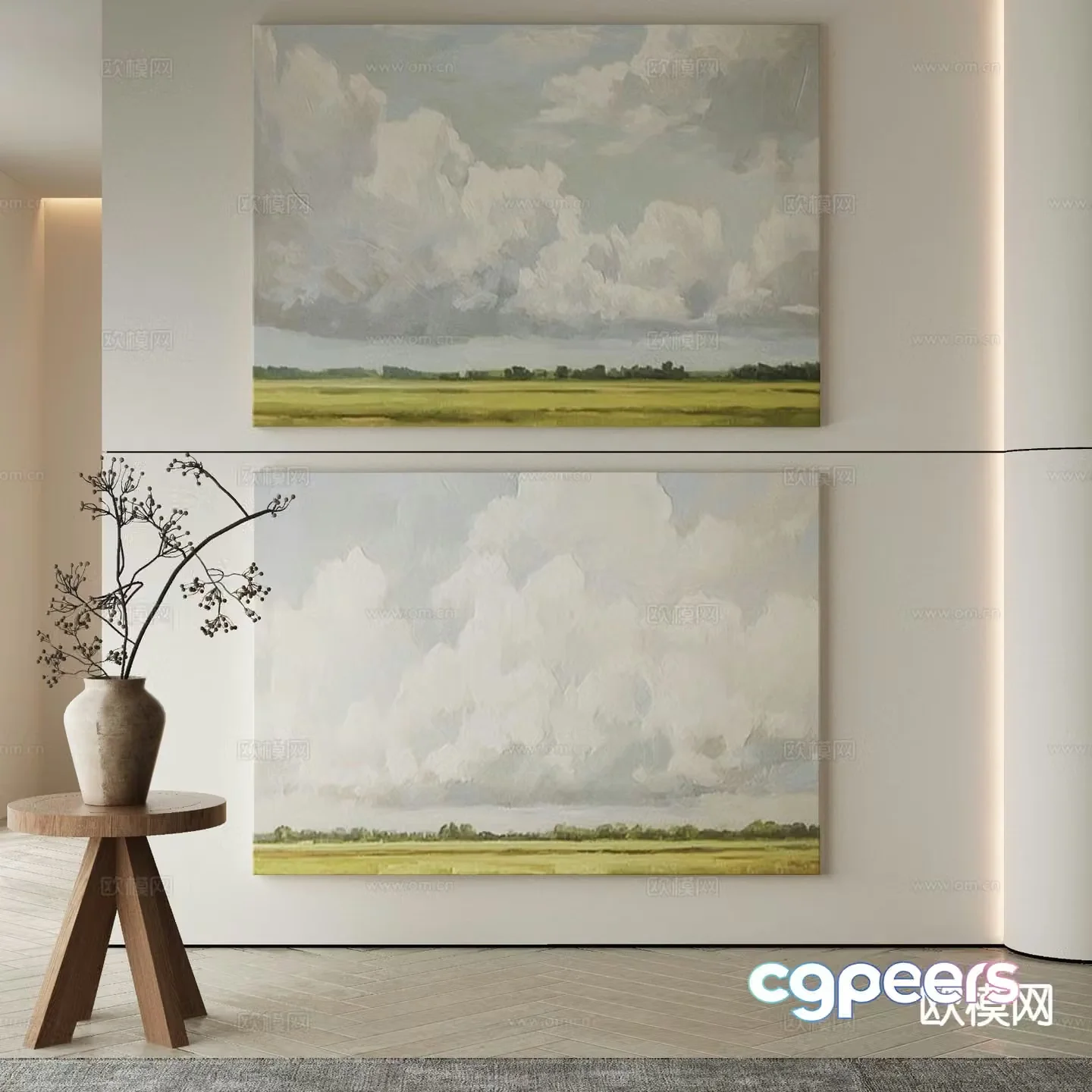 Modern decorative painting oil painting cloud painting 3d model