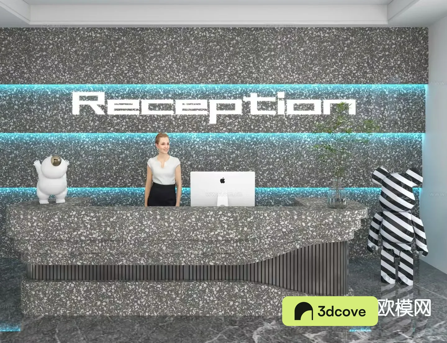 Modern front desk reception desk information desk office background