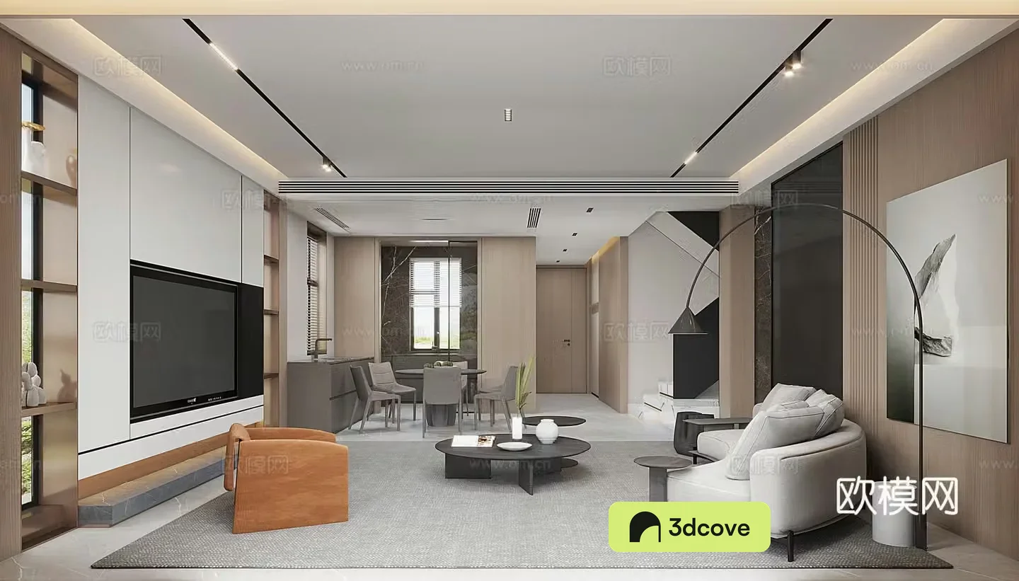 Modern living and dining room