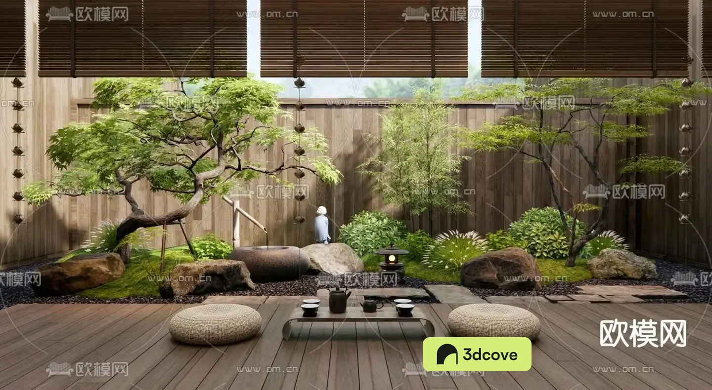 Japanese courtyard landscape patio plant landscaping