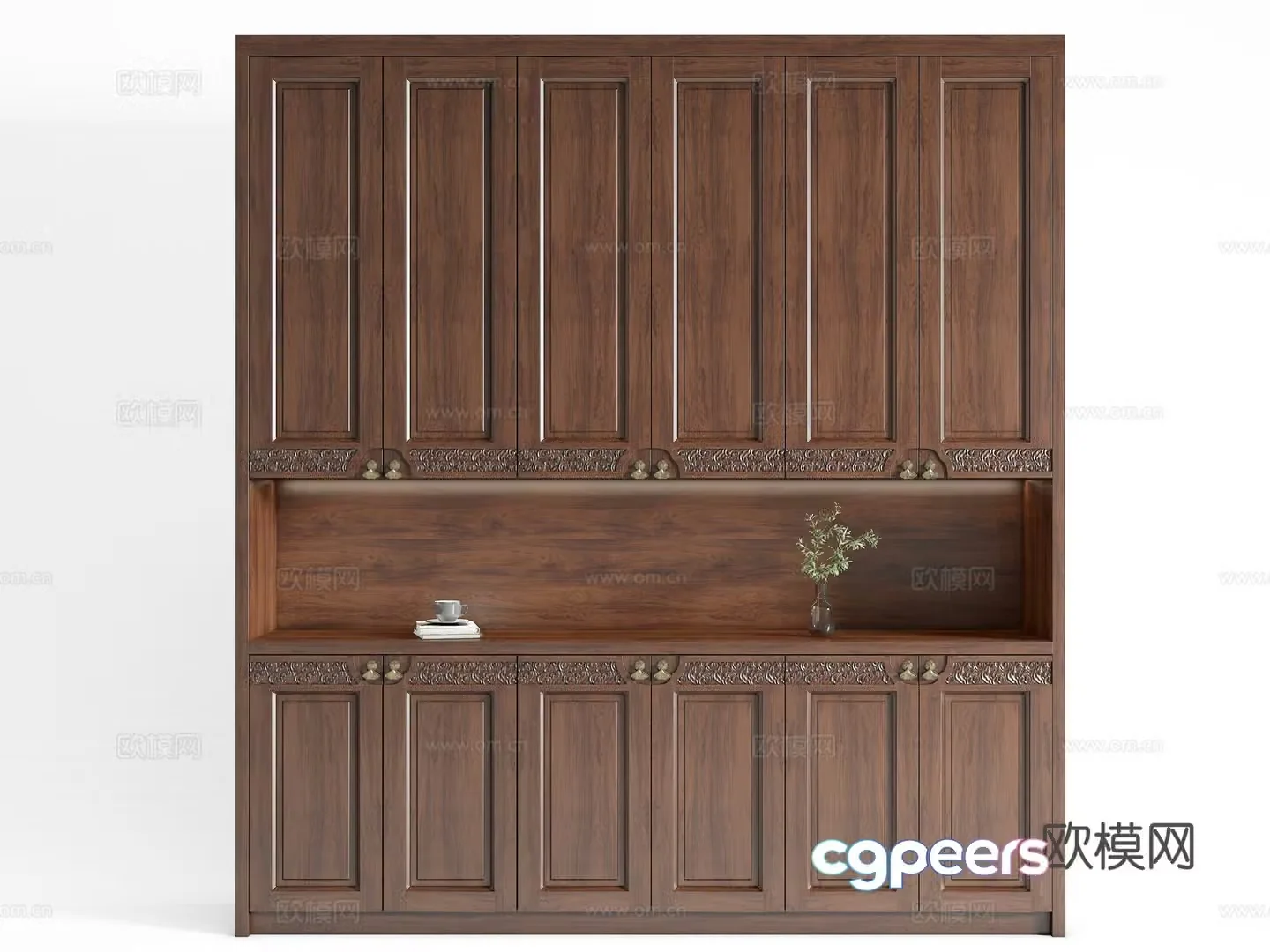 New Chinese style shoe cabinet hall cabinet cabinet door 3D model