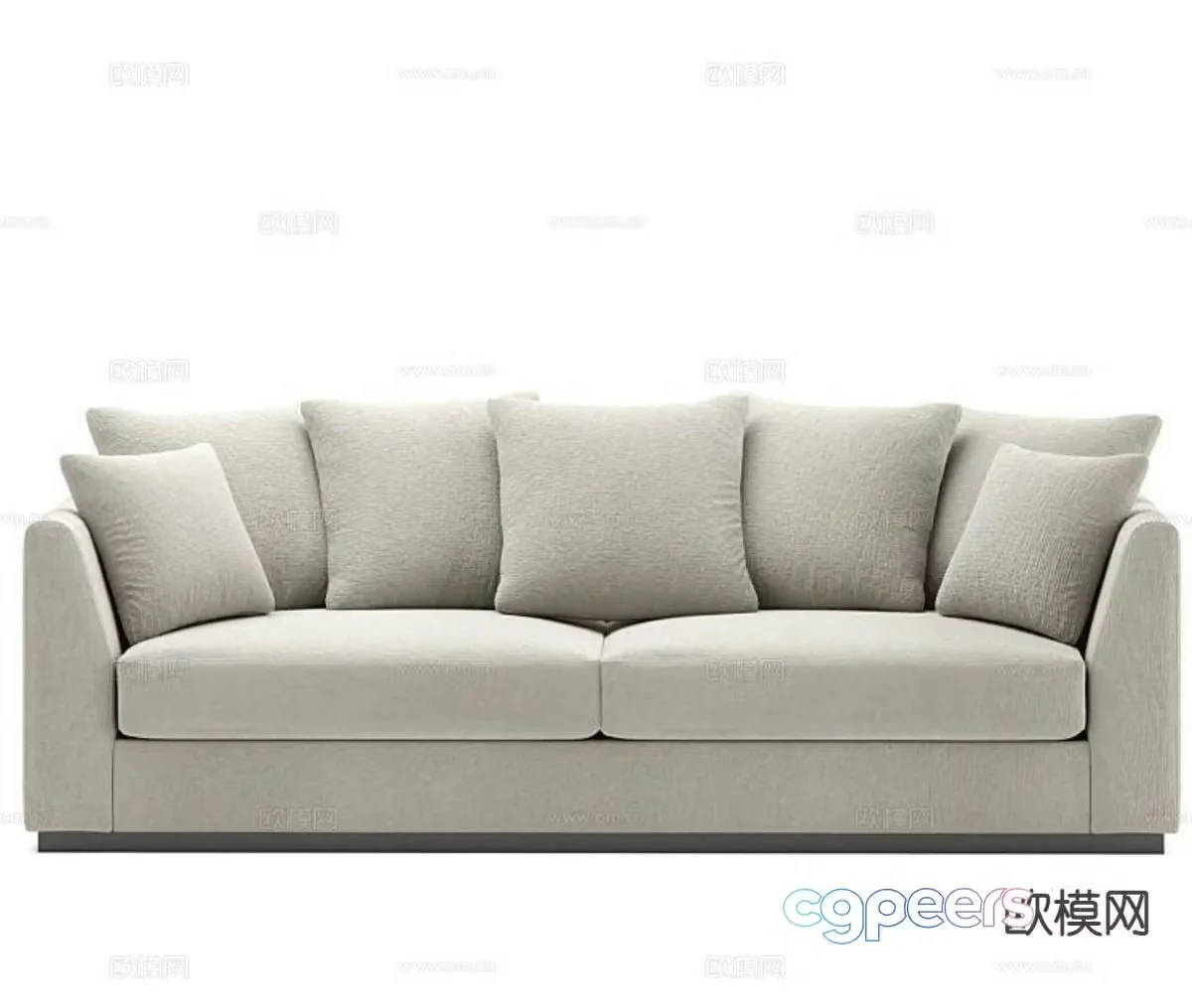 Modern double sofa fabric sofa 3d model