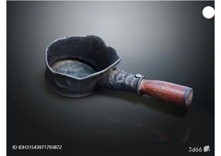 A Metal Pan With A Wooden Handle 3D Model – 3375 – VRAY Render