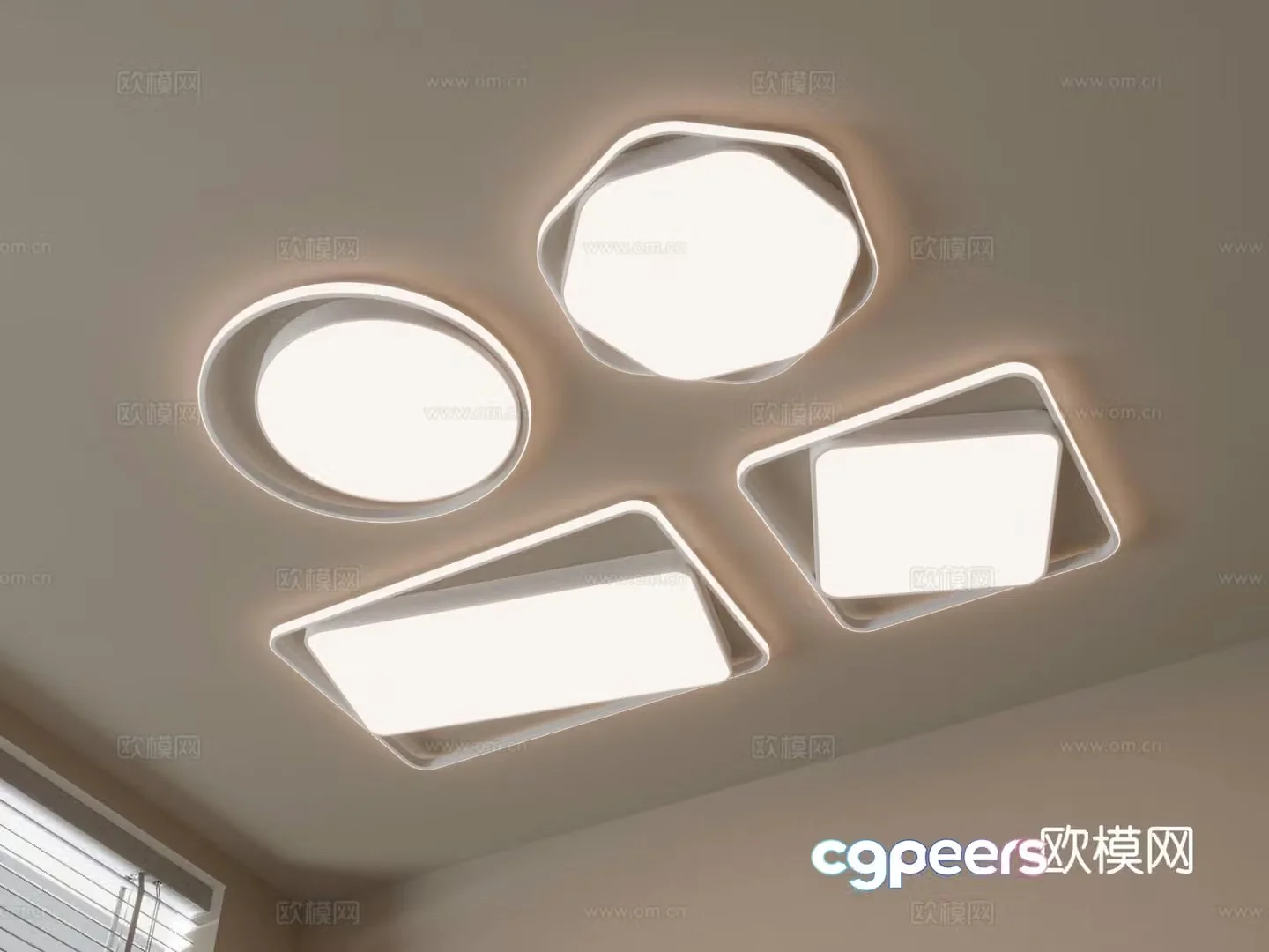 Geometric ceiling lamp bedroom lamp 3d model