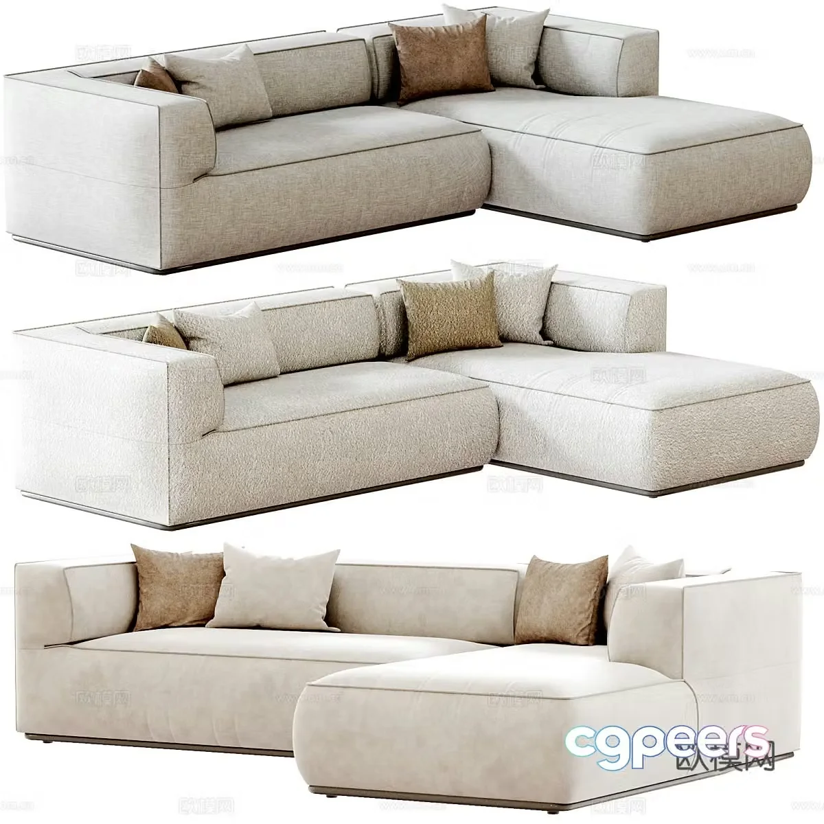 Modern Cream Style PERRY Combination Sofa 3D Model