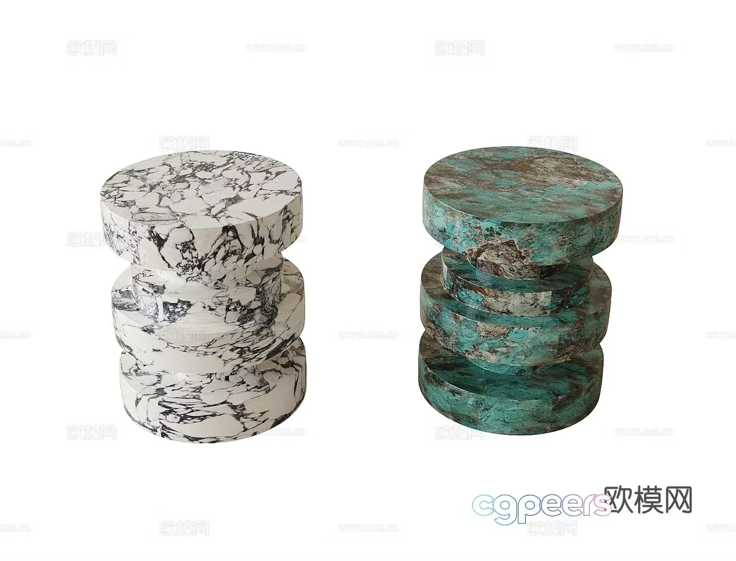 Modern round table side table angle table 3D model