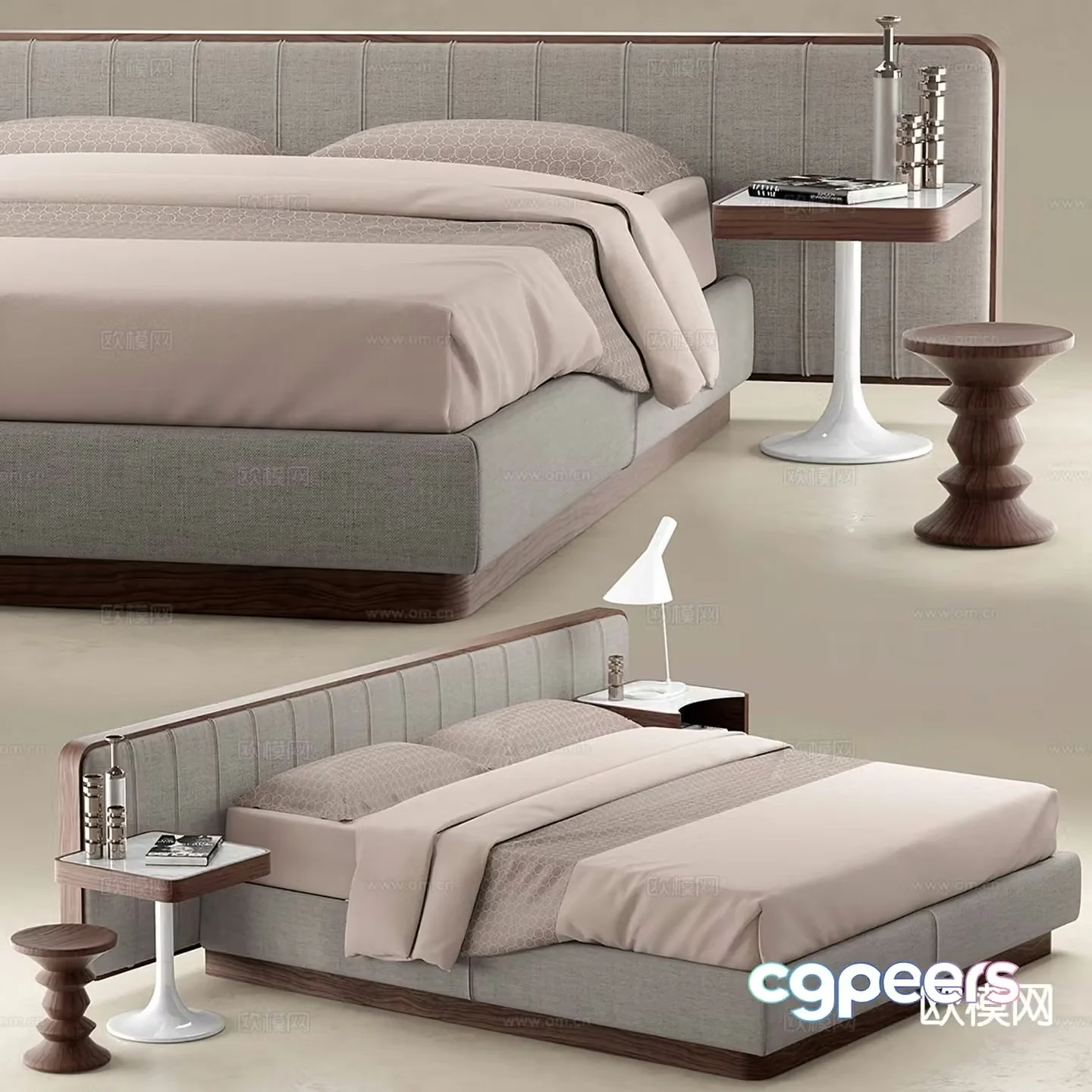Modern double bed 3d model