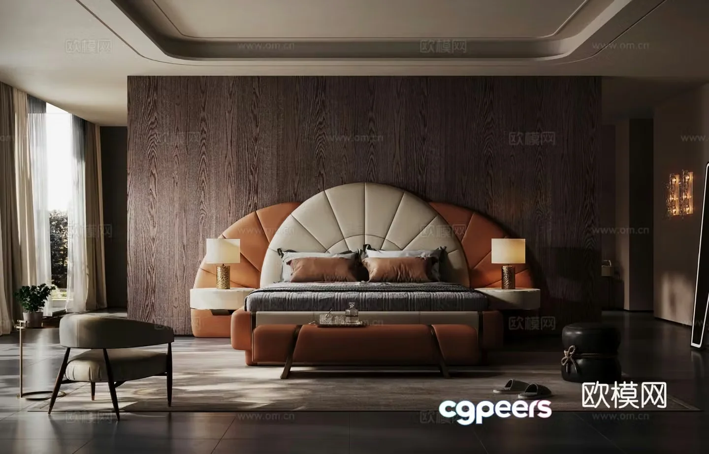 Modern double bed internet celebrity bed soft bed 3d model