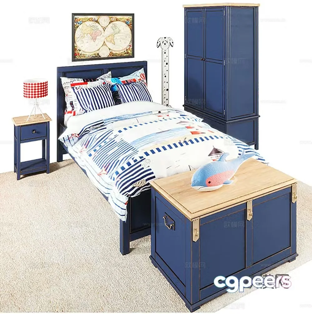American children’s furniture children’s bed children’s cabinet 3D model