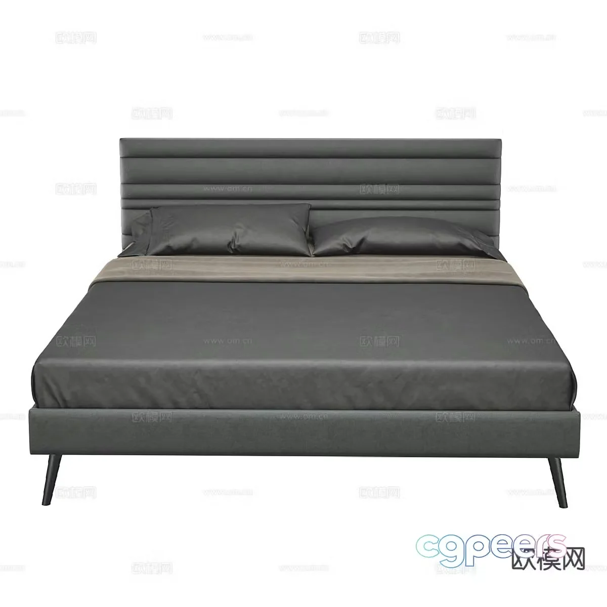 Modern minimalist double bed 3d model