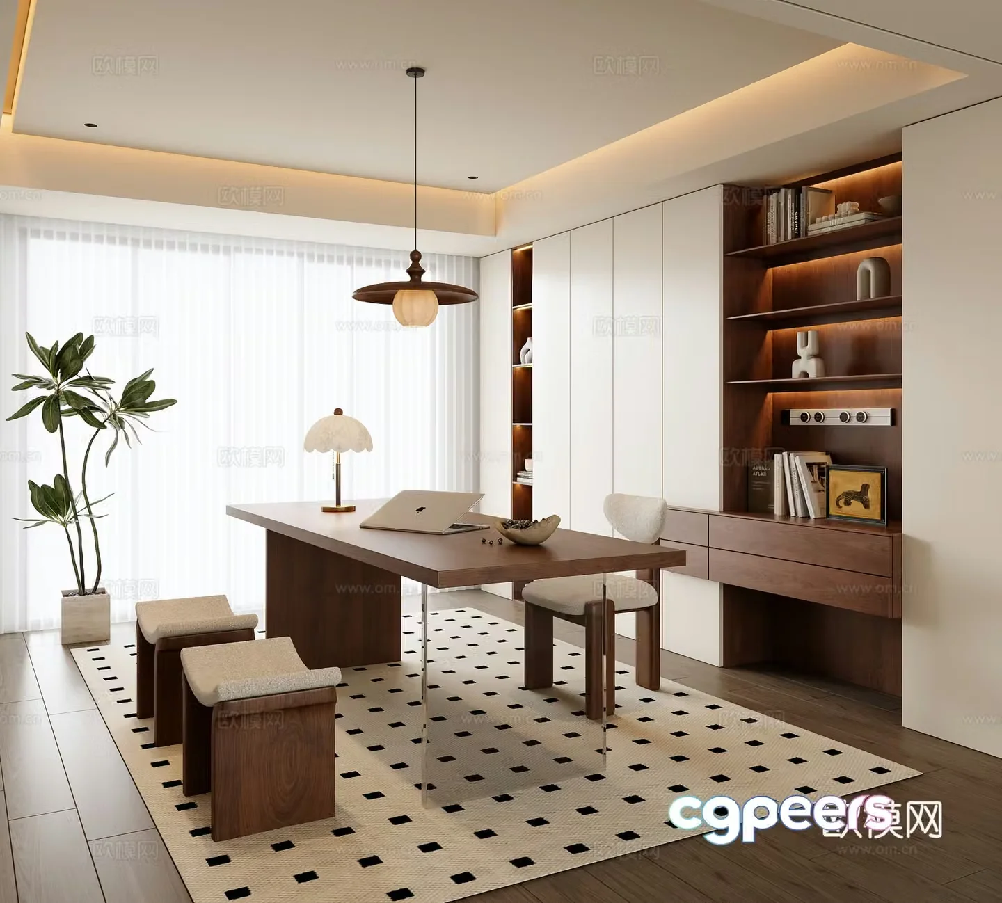 Middle-aged study room 3D model