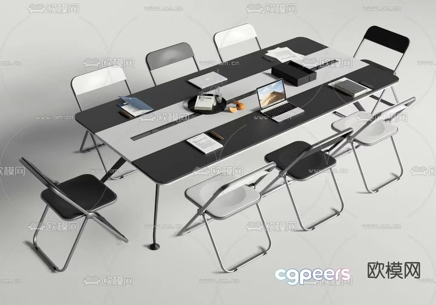 office desk conference table negotiation table 3d model