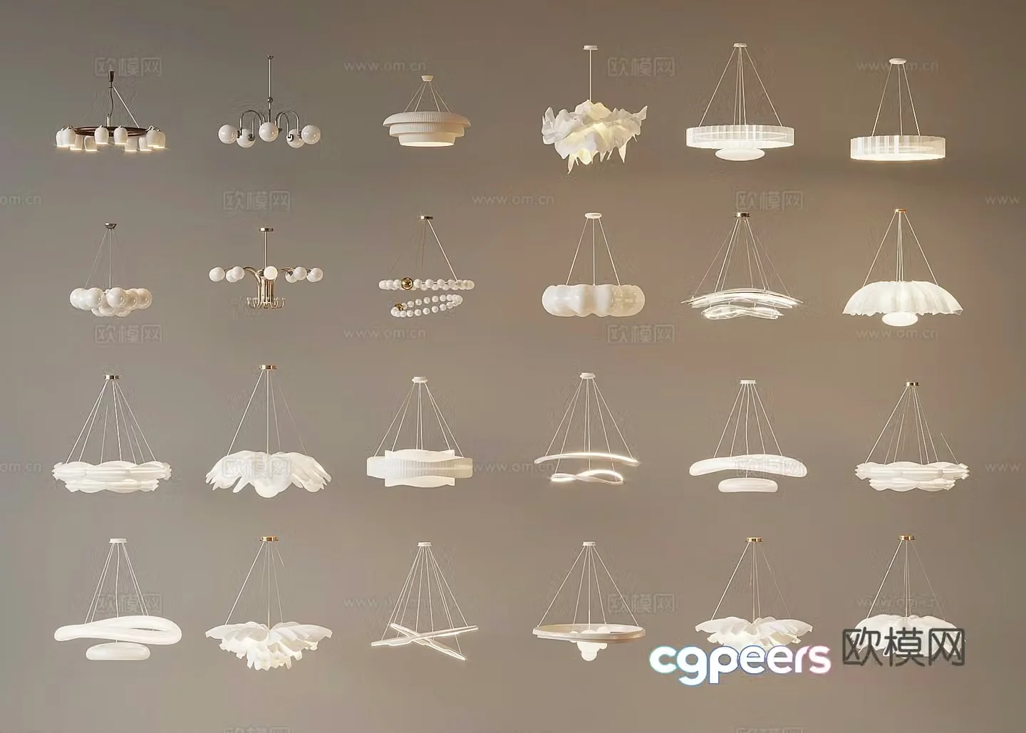 Modern Cream Style Chandelier 3d Model
