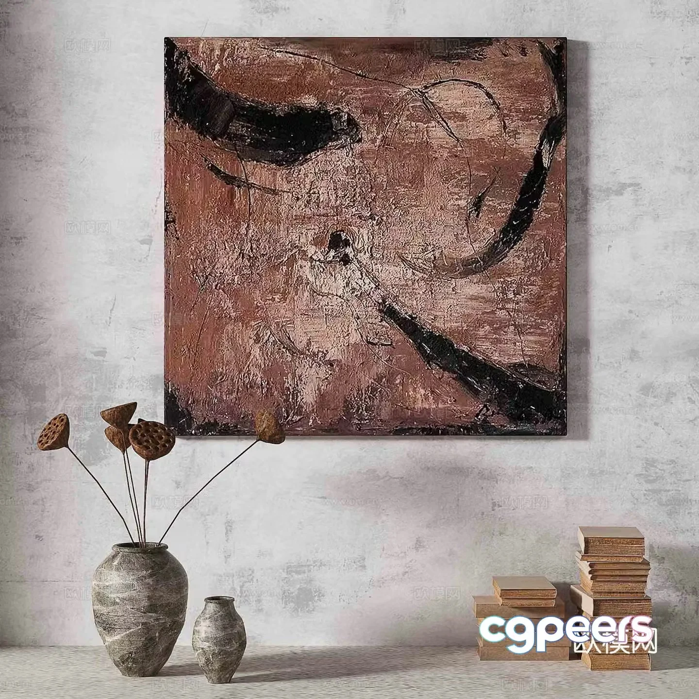 Wasabi light luxury abstract decorative painting 3d model