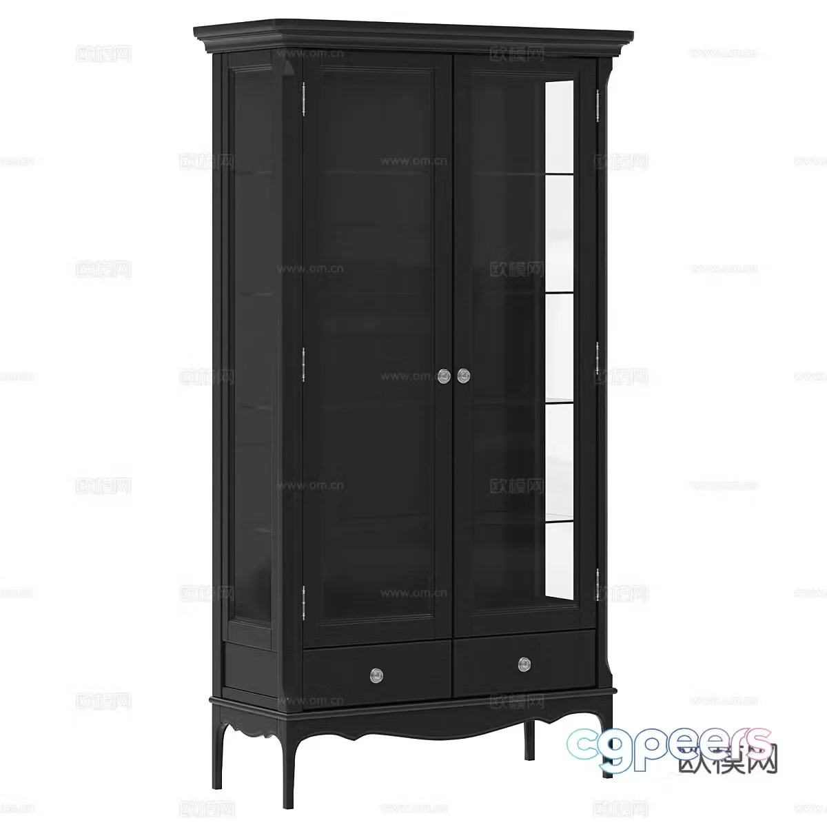 Black European wine cabinet 3D model