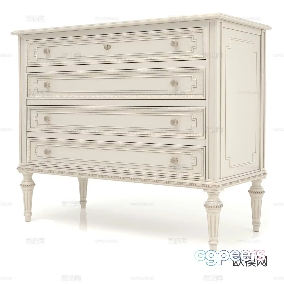 American simple drawer cabinet 3D model